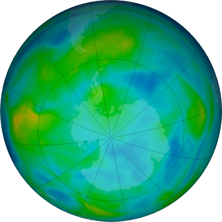 Antarctic ozone map for 26 May 2021